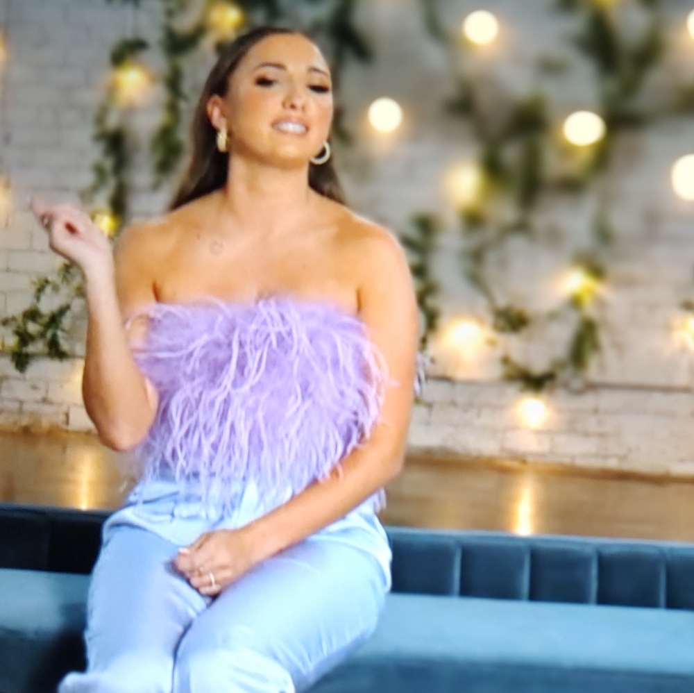 Lavender Buddy Love feather crop top - Picture 2 of 9